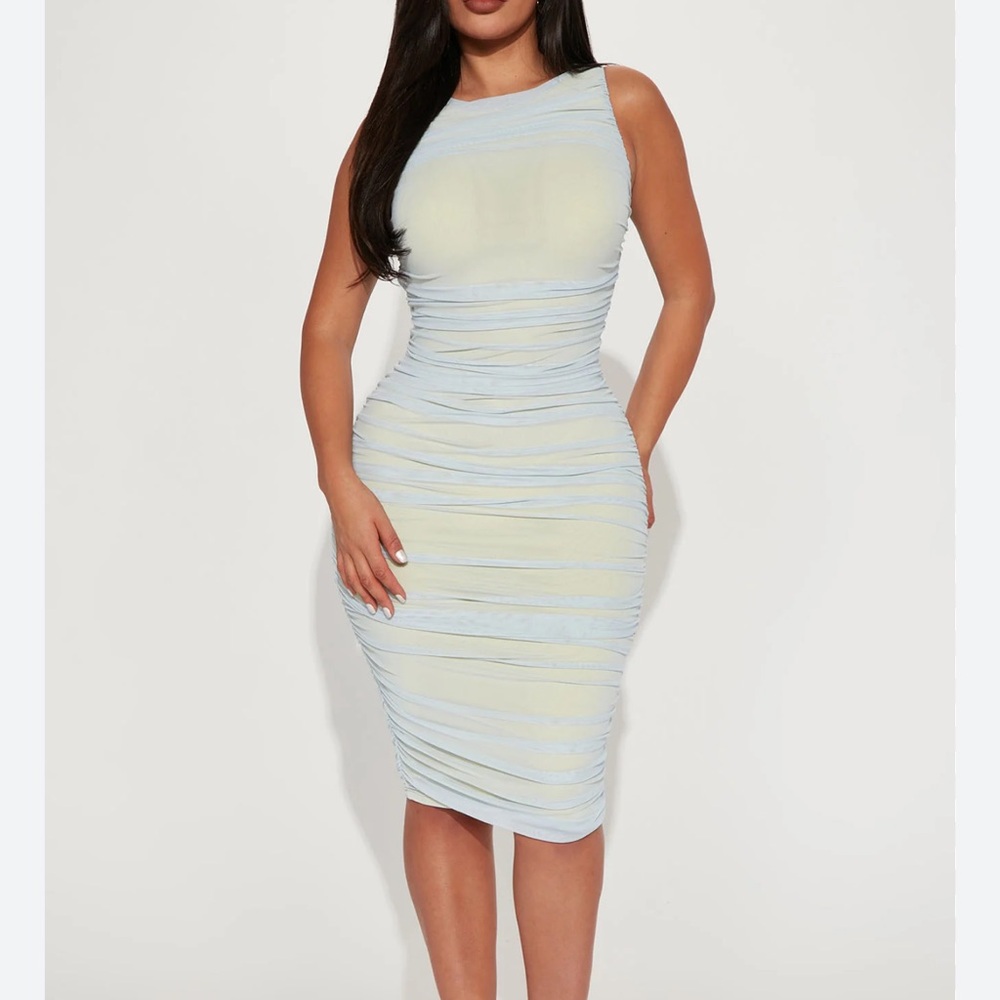 Fashion Nova Dahlia Mesh Midi Dress 🩵